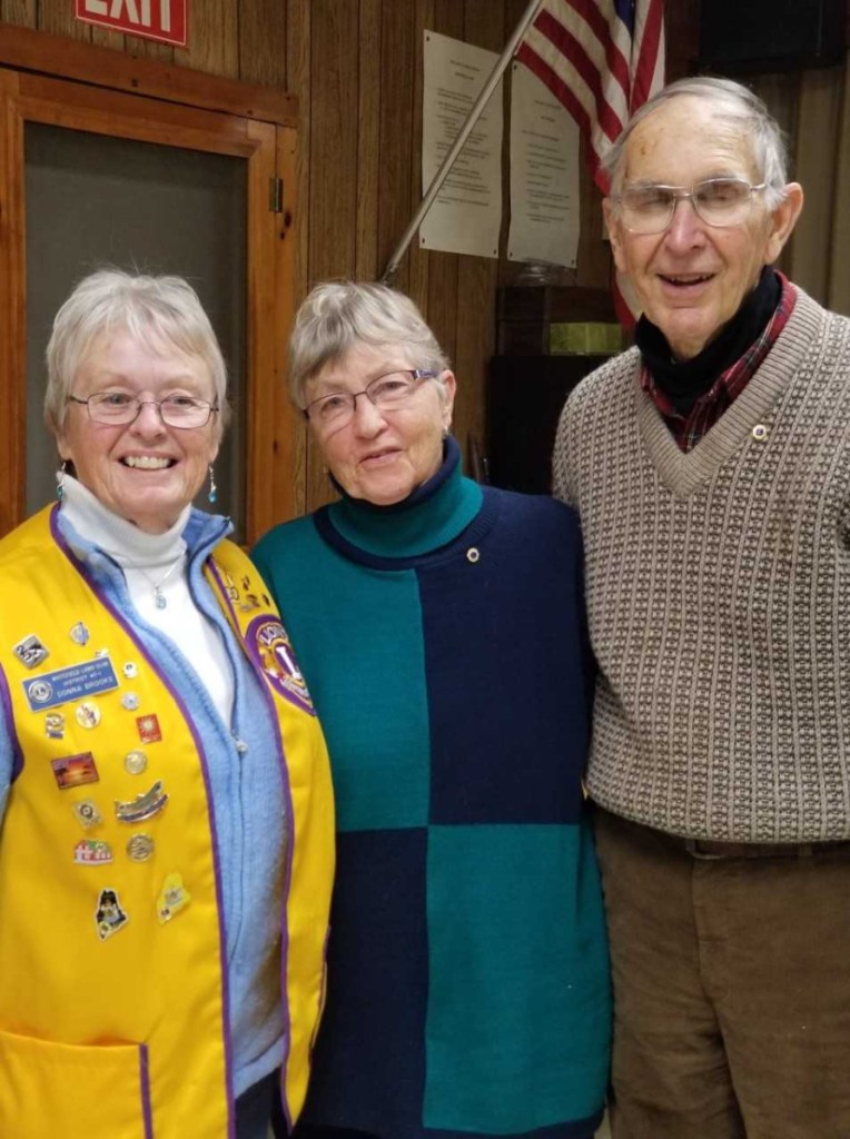 Whitefield Lions Club inducted two new members Jan. 10 during its regular meeting Jan. 10 at the clubhouse in Coopers Mills. From left are 1st Vice President Lion Donna Brooks, Julie Rand and David Rand.