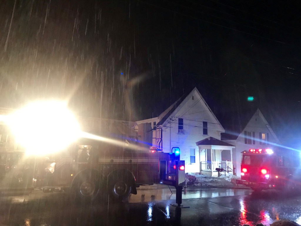 Firefighters responded to a report of a fire Thursday in the upstairs unit of a two-apartment building at 9 Halifax St. in Winslow.