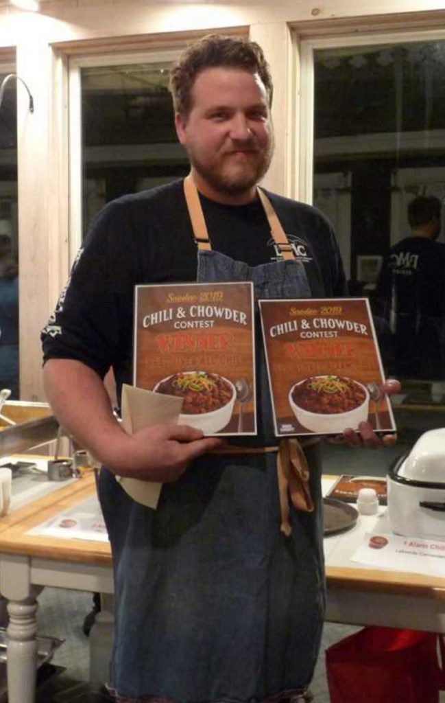 Kirk Wright, representing Bald Mountain Camps, won of Best Overall Chili contest hosted by the Rangeley Lakes Chamber of Commerce.