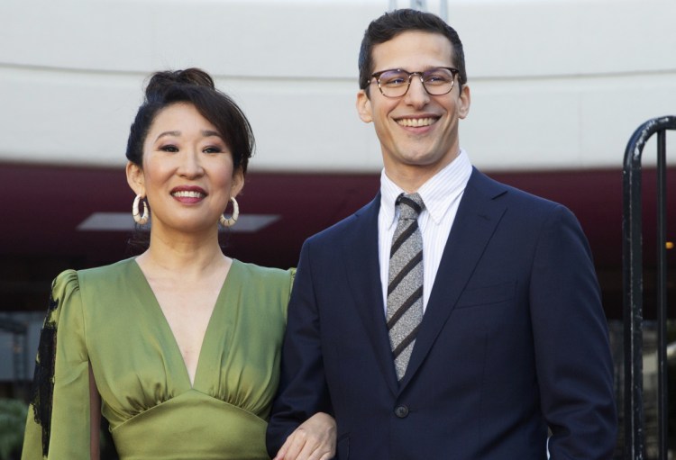 Sandra Oh and Andy Samberg will co-host the 76th annual Golden Globes Awards in Beverly Hills, Calif., on Sunday beginning at 8 p.m.