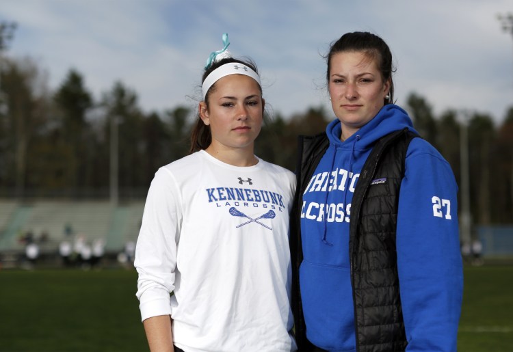 Sisters Hallie, left, and Kyra Schwartzman both suffered concussions while playing soccer for Kennebunk High School, where their father, Joe Schwartzman, is athletic director. "It's just the nature of the sport," Hallie said.