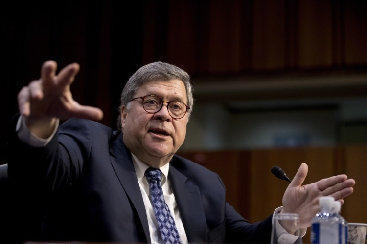 Attorney General nominee William Barr testifies during a Senate Judiciary Committee hearing on Capitol Hill in Washington on Tuesday. As he did almost 30 years ago, Barr is appearing before the Senate Judiciary Committee to make the case he's qualified to serve as attorney general.