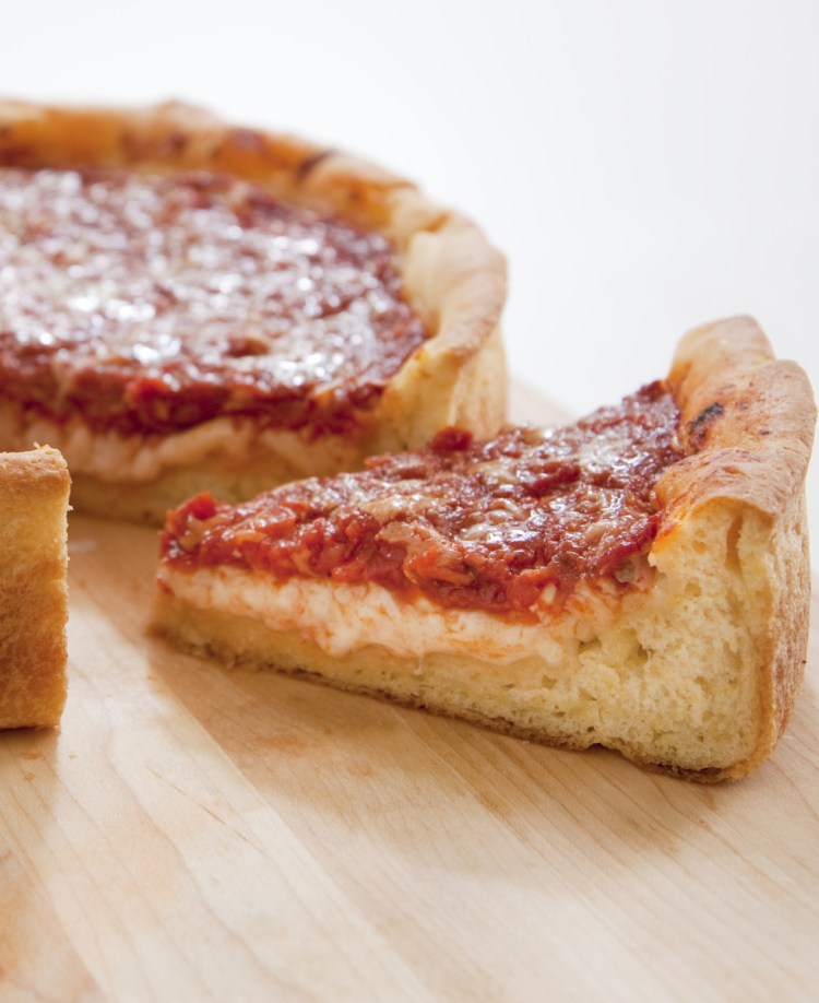 This recipe for Deep-Dish Pizza makes six to eight servings.