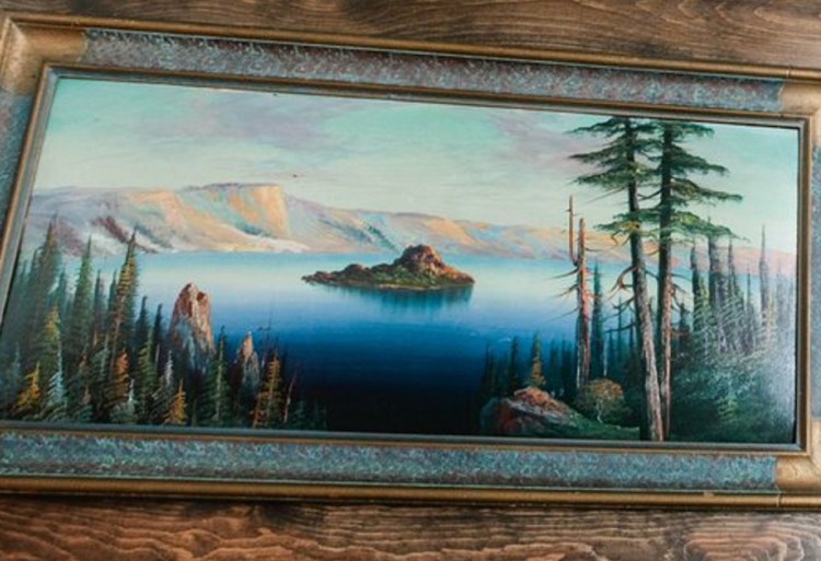 This painting of Crater Lake in Oregon disappeared last weekend from the Portland Hunt & Alpine Club.