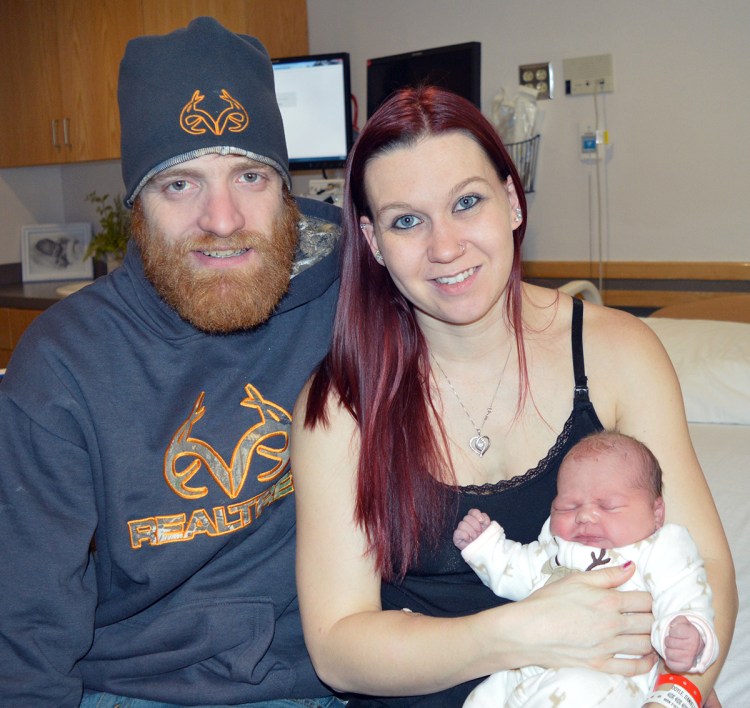 The first baby in Maine, Karly Drue Williams, was born at 12:09 a.m. at Northern Light AR Gould Hospital in Presque Isle. Her parents are Danielle Doyle and Kyle Williams of Houlton. Karly weighed 8 pounds, 1 ounce, and was 19 inches long.