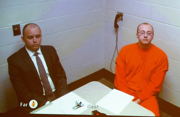 Jake Thomas Patterson makes his first appearance on video before Judge James Babler at the Barron County Justice Center in Barron, Wis., on Monday.