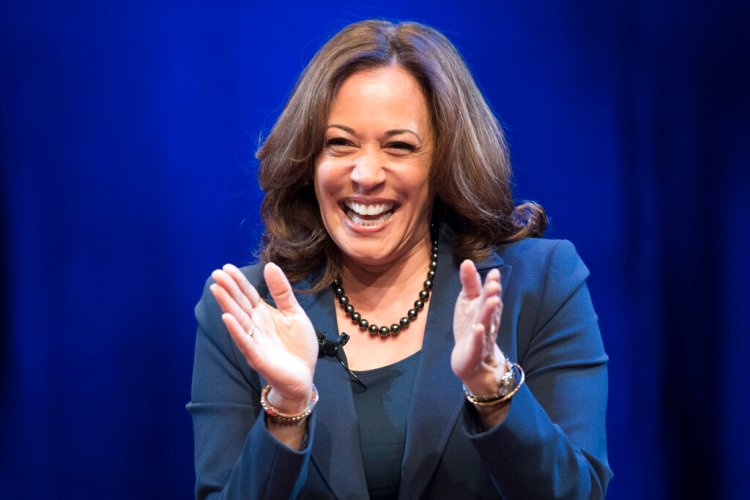 Sen. Kamala Harris, D-Calif., greets the audience at George Washington University in Washington, during an event kicking off her book tour on Jan. 9, 2019.  Harris, a first-term senator and former California attorney general known for her rigorous questioning of President Donald Trump’s nominees, entered the Democratic presidential race on Monday.  