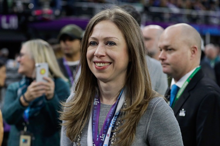 Chelsea Clinton, shown in February 2018, tweeted Tuesday that she and her husband, Marc Mezvinsky, are expecting another child in the summer.