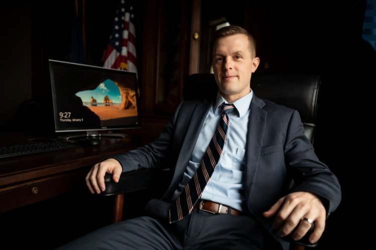 U.S. Rep. Jared Golden in his office in Washington on Thursday morning, before being sworn in as a member of the 116th Congress.