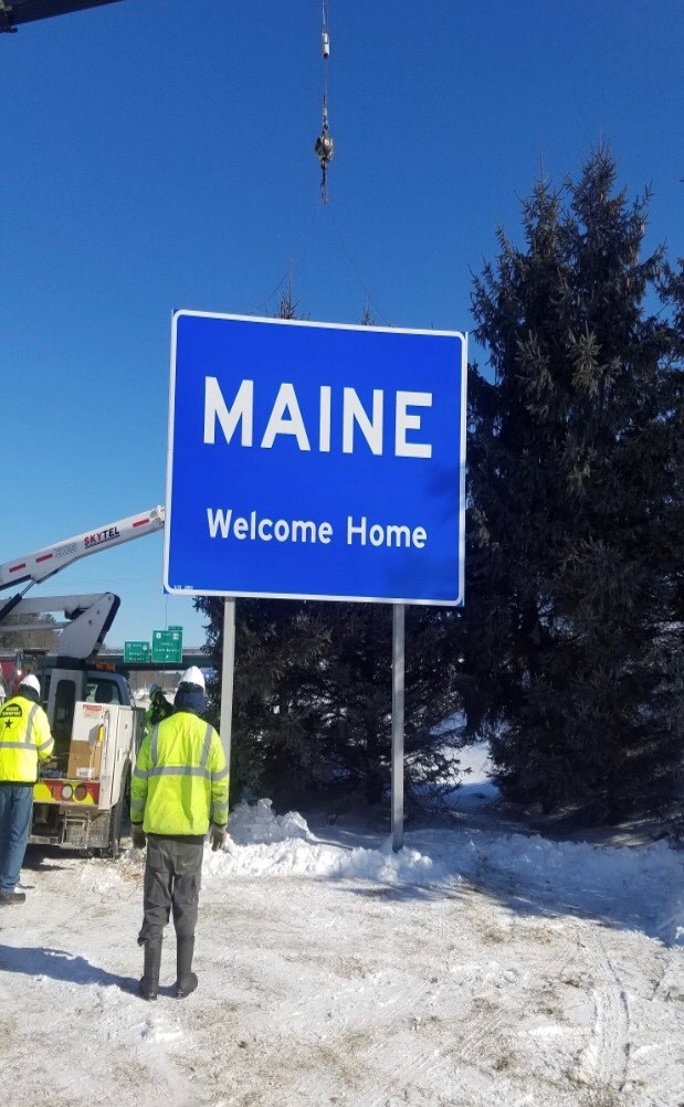 The Maine Turnpike Authority has installed a new “Welcome Home” sign near the state’s border with New Hampshire. It replaces the sign that read "Open for Business." 