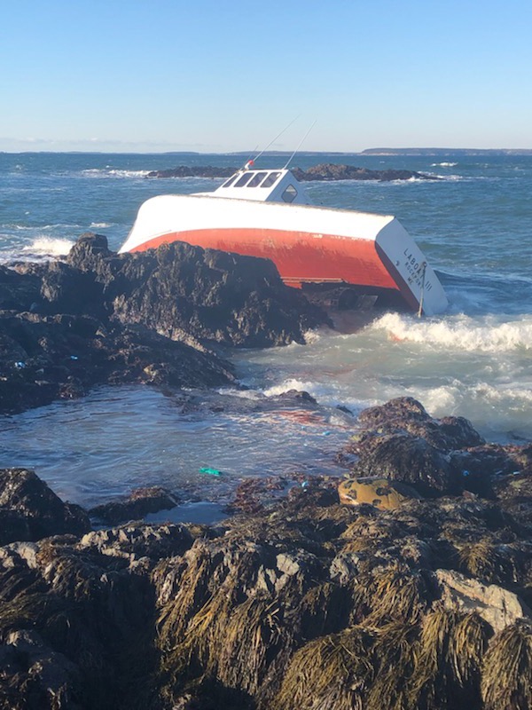The La Boat III was found on the rocks along Stand In Point on North Haven.
