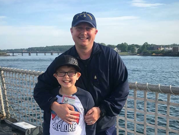 Lindsay Scott's husband and 11-year-old son. Her husband has been in the Coast Guard for nearly 20 years and is gone 200 days out of the year.