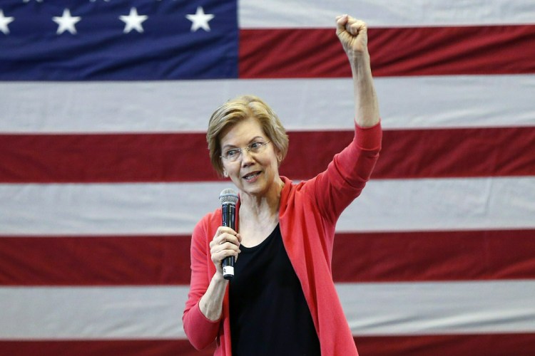 Sen. Elizabeth Warren, D-Mass., speaks during an organizing event at Manchester Community College in Manchester, N.H. Warren formally launched her presidential bid on Saturday with a populist call to fight economic inequality.