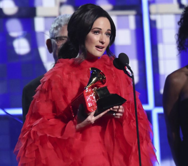 Kacey Musgraves accepts the award for album of the year for "Golden Hour" at the 61st annual Grammy Awards on Sunday in Los Angeles.