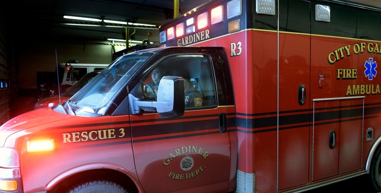 An ambulance from the Gardiner Fire Department responds to a call at the station Feb. 7 in Gardiner.