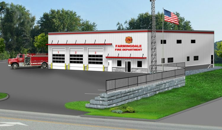 A rendering of the proposed new Farmingdale fire station. 