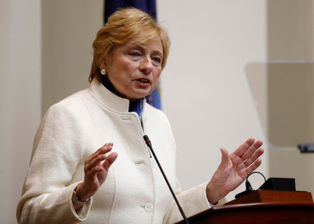 Gov. Janet Mills delivers her State of the Budget address to the Legislature, Monday, Feb. 11, 2019, at the State House in Augusta, Maine. (AP Photo/Robert F. Bukaty)