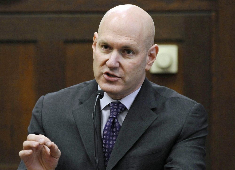 In this June 4, 2009 file photo, psychiatrist Keith Ablow testifies during the kidnapping trial of Christian Karl Gerhartsreiter, also known as Clark Rockefeller, in Suffolk Superior Court in Boston. 