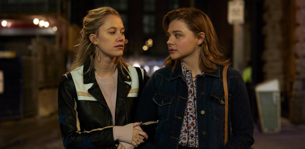 Maika Monroe, left, stars as Erica and Chloë Grace Moretz as Frances in "Greta," a Focus Features release.