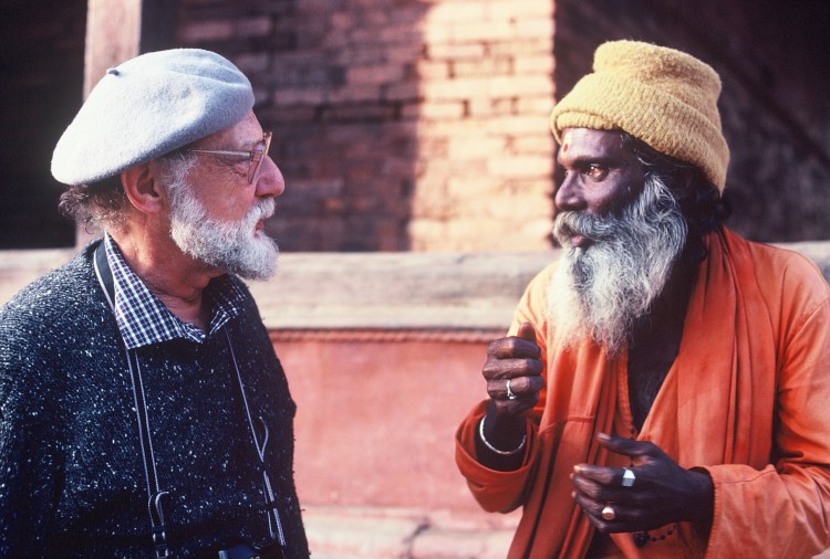 Photographer and filmmaker Ray Witlin and one of his subjects, a saddhu (holy man) in Nepal. The Wiscasset Library will show works of Witlin.