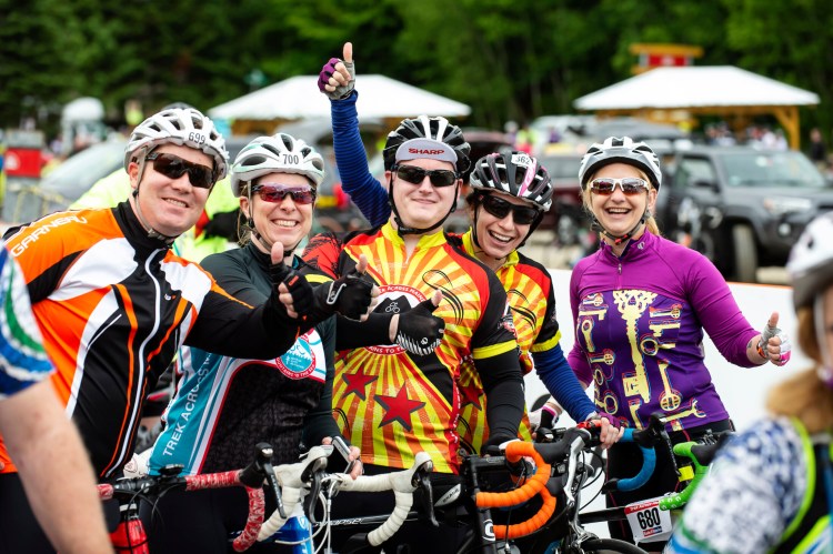 Riders are all smiles during the first day of the 2018 Trek Across Maine.