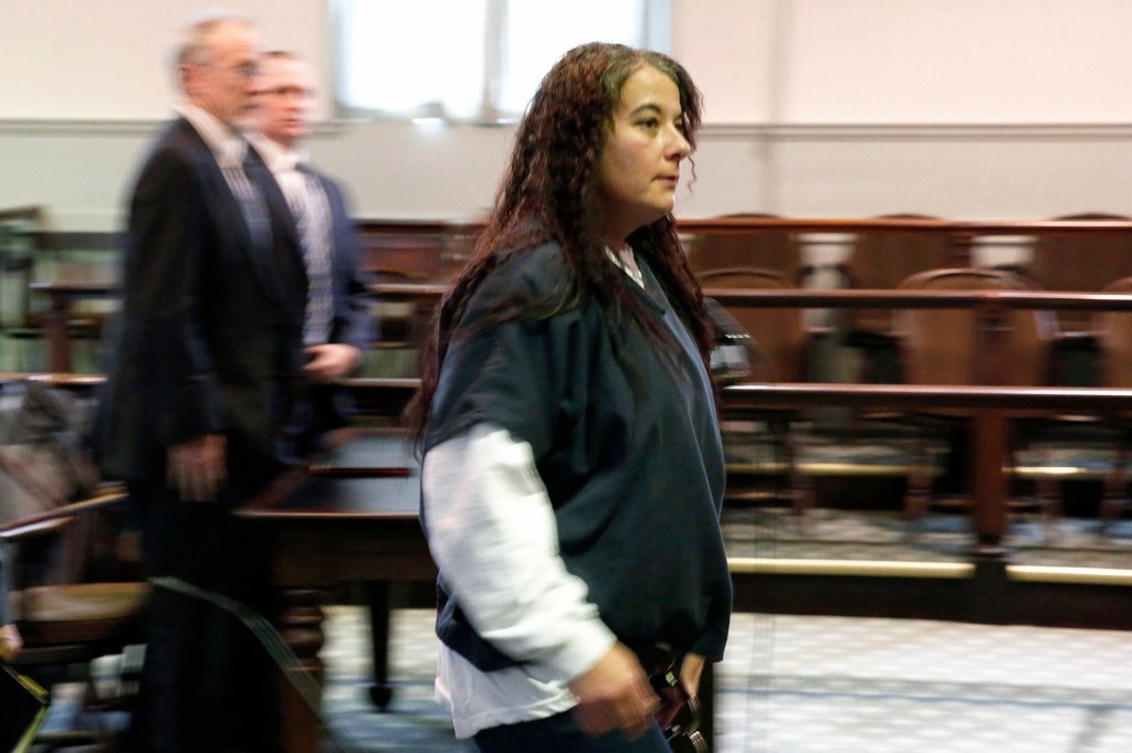 WISCASSETT, ME - JANUARY 12: Shawna Gatto exits the courtroom at Lincoln County Superior Court on Friday after pleading not guilty to a charge of depraved murder in connection with the death of 4-year-old Kendall Chick. (Staff photo by Ben McCanna/Staff Photographer)