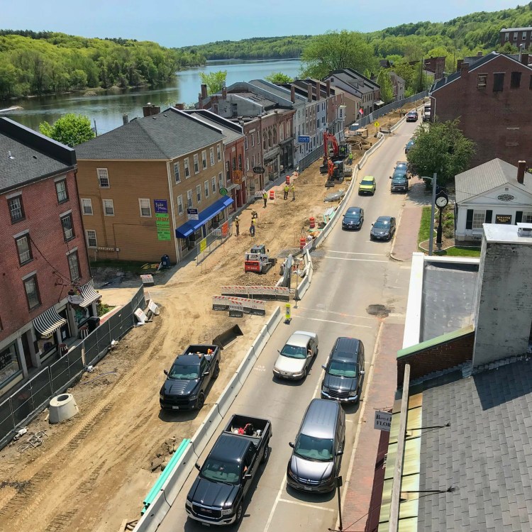 Construction on Water Street on May 23, 2018, in downtown Hallowell. 