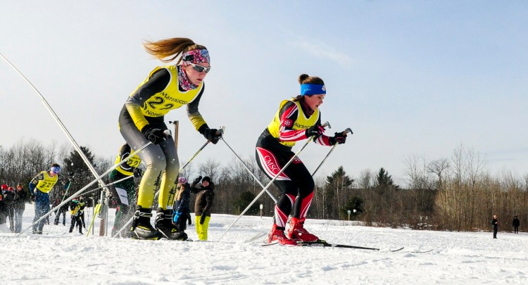 Maranacook's Maura Taylor, left, is the 2019 Kennebec Journal Girls Nordic Skier of the Year.
