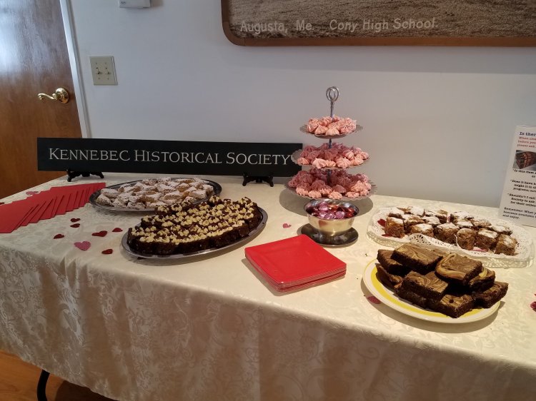 Dessert table at the Feb. 14 volunteer social at Kennebec Historical Society in Augusta.