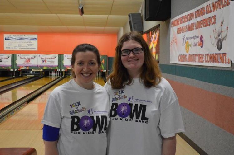 Big Sister Brittany Kimball, left, and her “Little” Faith Wentzel bowled last year at Sparetime Recreation Center in Hallowell to support the organization that brought them together seven years ago. Big Brothers Big Sisters of Mid-Maine Bowl for Kid’s Sake is registering teams now for its May events in Hallowell, Augusta and Skowhegan. To register or for more information, visit bbbsmidmaine.org, email mae@bbbsmidmaine.org or  call 592-4616.