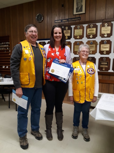 Whitefield Lions Club held an induction ceremony on March 14 for Michelle Boyer at the Lions Den in Coopers Mills. From left are Lion Barry Tibbetts, Lion Michelle Boyer, and First Vice Vice President Lion Donna Brooks.