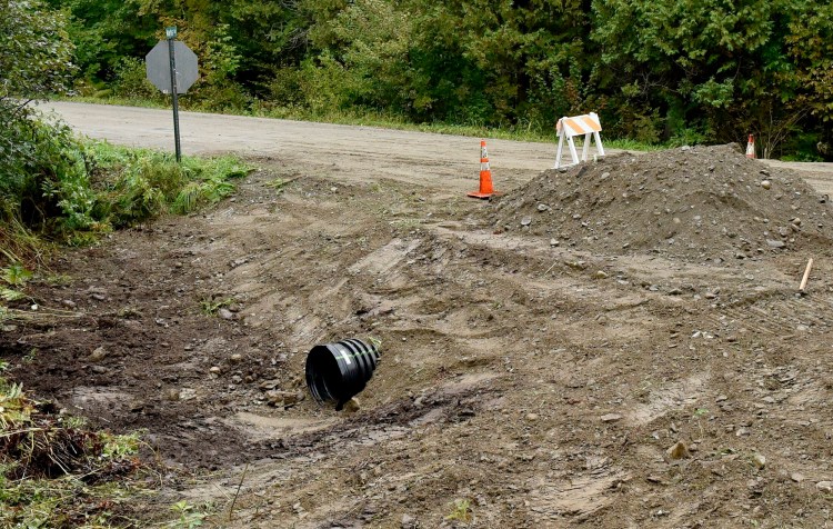 A new culvert was installed at the beginning of the Marks Road in Albion, pictured here on Sept. 25. Residents on the road have complained to town officials about the condition of the road. The biggest proposed budget increases for voters to decide on at Town Meeting on Saturday are related to road maintenance.