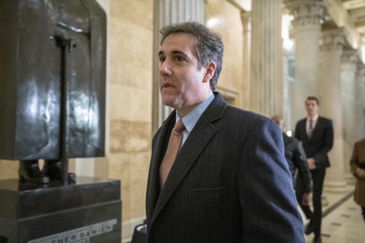 Michael Cohen, President Donald Trump's former lawyer, returns to Capitol Hill for a fourth day of testimony as Democrats pursue a flurry of investigations into Trump's White House, businesses and presidential campaign, in Washington, Wednesday, March 6, 2019. He appears today before the House Intelligence Committee. 