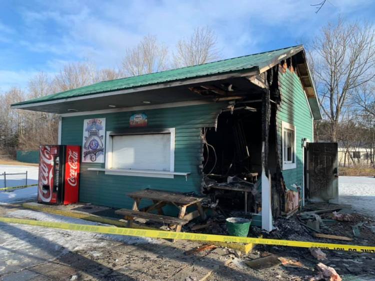 A concession stand at the Augusta Little League field off Piggery Road was damaged by fire Monday night. 