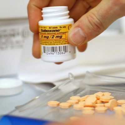 A pharmacist fills a suboxone prescription in 2016.