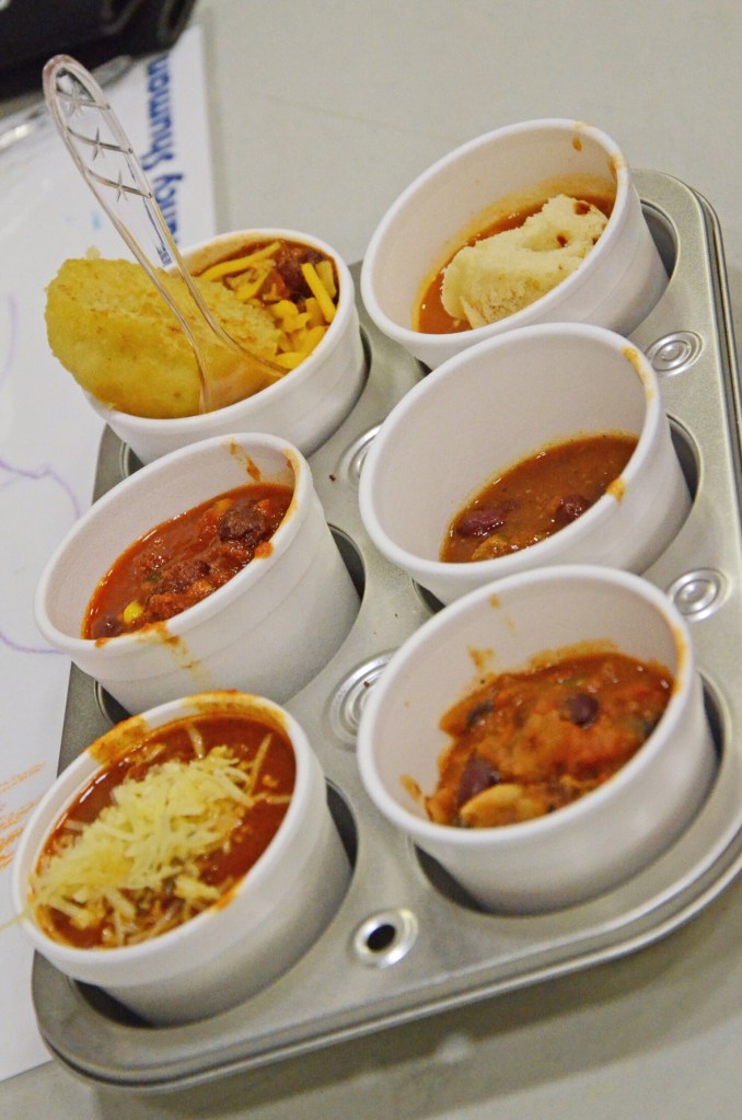 Samples of chili and chowder from 14 local restaurants.
