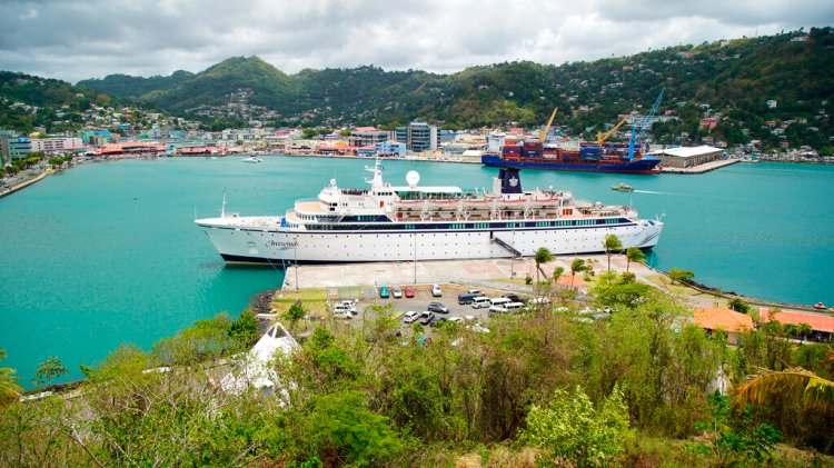The Freewinds cruise ship is docked in the port of Castries, the capital of St. Lucia, Thursday, May 2, 2019. Authorities in the eastern Caribbean island have quarantined the ship after discovering a confirmed case of measles aboard.