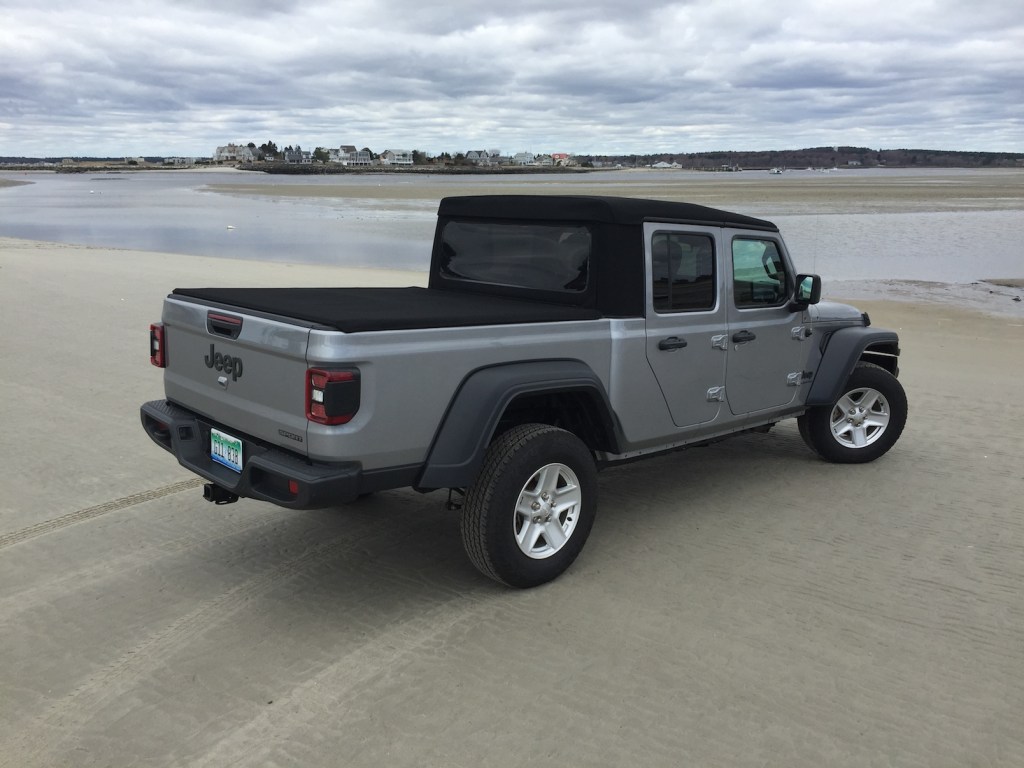 Gladiator pricing starts at $33,545 for Sport trim with manual transmission. The Sport S, as shown and reviewed, starts at $36,745. Photo by Tim Plouff. Location: Ferry Beach, Scarborough. 
