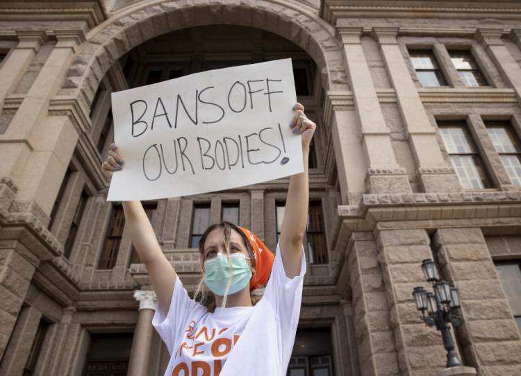 Jillian Dworin participates in a protest against the six-week abortion ban at the Capitol in Austin, Texas, on Sept. 1.