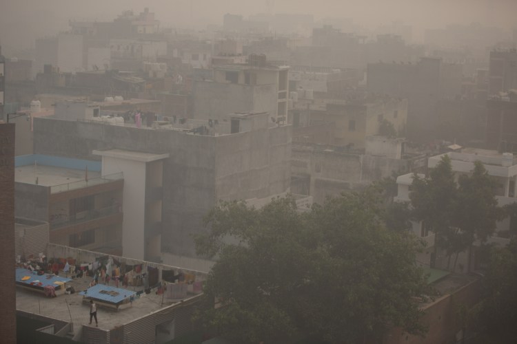 Morning haze and smog envelops the skyline in New Delhi, India. New Delhi's pollution crisis worsened on Sunday as air quality hit dangerous levels, a problem that rears its head every winter.