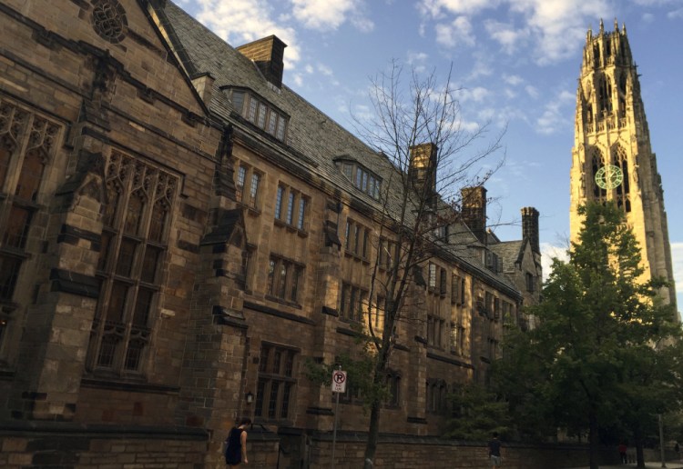 Harkness Tower on the campus of Yale University in New Haven, Conn. in September 2016. 