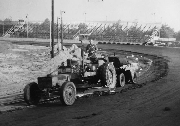 J.B. McConnell working on Beech Ridge Motor Speedway in 1949. 