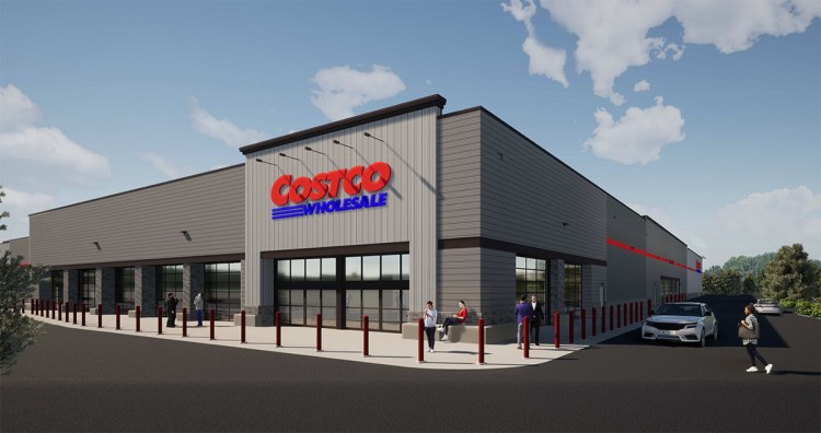 This rendering shows the design of Maine's first Costco store, to be built at the corner of Payne and Scarborough Downs roads in Scarborough. 
