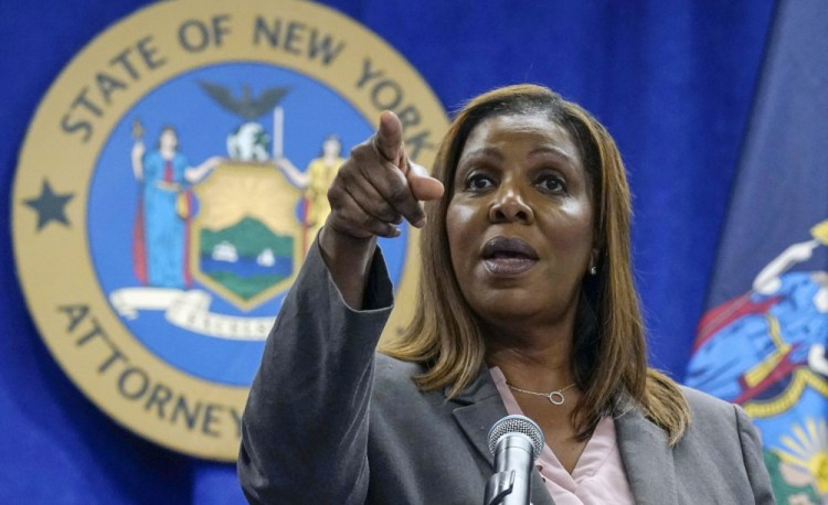The office of New York Attorney General Letitia James, shown in May,  has subpoenaed Donald Trump, Donald Trump Jr. and Ivanka Trump as the office investigates the valuing of properties by the Trump Organization for tax and loan purposes.  