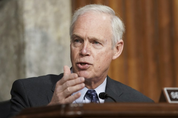 Sen. Ron Johnson, R-Wis., speaks at the U.S. Capitol in Washington, on March 3, 2021. Johnson, one of former President Trump’s most vocal supporters, has decided to seek reelection to a third term. 