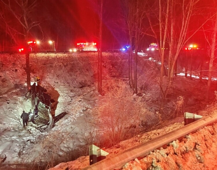 A 41-year-old Vassalboro man suffered serious injuries but is expected to recover after his pickup veered off Interstate 95 in Waterville on Friday and toppled down a ravine, according to Maine State Police.
