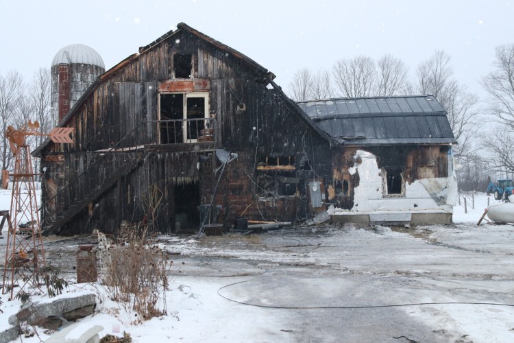 This structure in Palmyra was one of two on Main Street that a man intentionally set on fire Sunday, according to Maine State Police. The man is in the custody of Somerset County sheriff's officials.