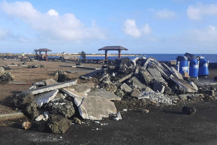A damaged area in Nuku'alofa, Tonga, Jan. 20, following Saturday's volcanic eruption.