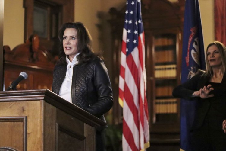 The trial has begun of four men accused of planning to kidnap Michigan Gov. Gretchen Whitmer, shown here in October 2020.