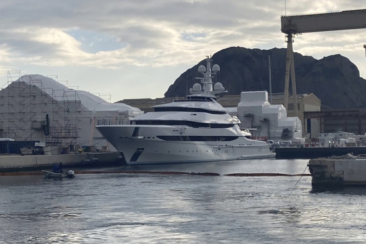 The yacht Amore Vero is docked in the Mediterranean resort of La Ciotat, France, Thursda. French authorities have seized the yacht linked to Igor Sechin, a Putin ally who runs Russian oil giant Rosneft, as part of EU sanctions over Russia's invasion of Ukraine.